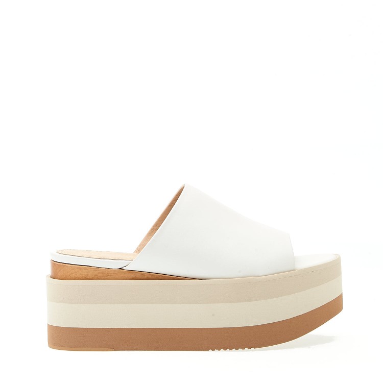 Shop Paloma Barceló Cream Leather Wedge Slipper In White