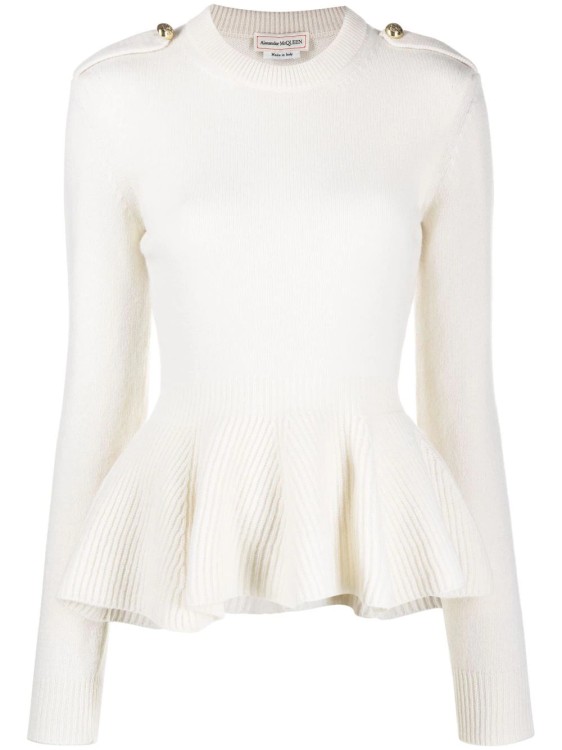 Shop Alexander Mcqueen White Ribbed-knit Sweater