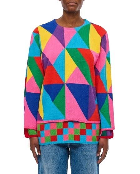 Shop Comme Des Garçons Double Layer Pattern Sweater In Blue