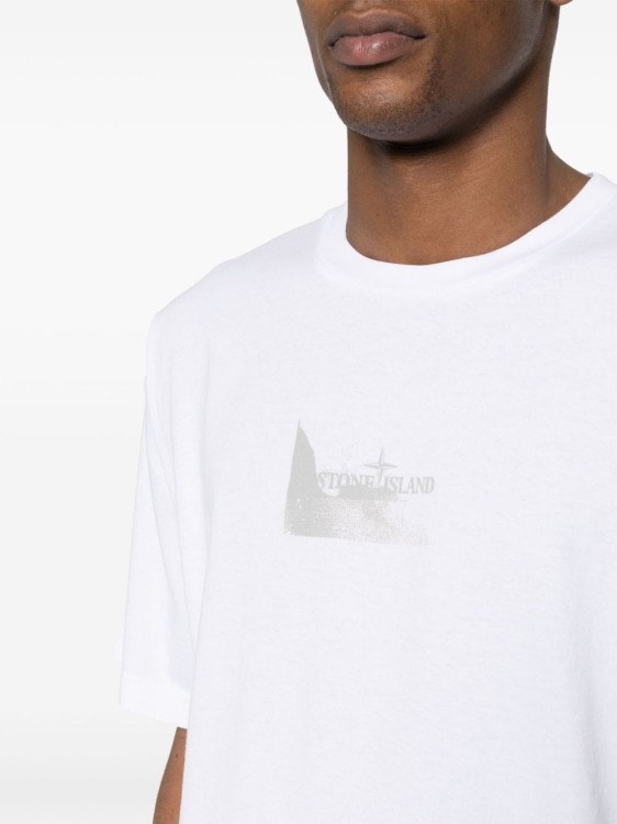 Shop Stone Island White Crew Neck T-shirt