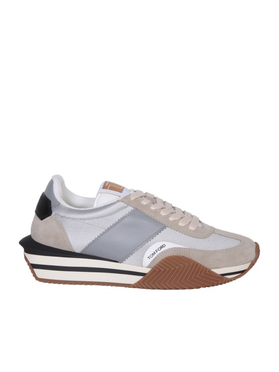 Shop Tom Ford White Multi-material Sneakers In Multicolor