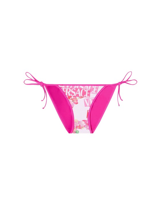 Shop Versace Reversible Bikini Bottom In Pink