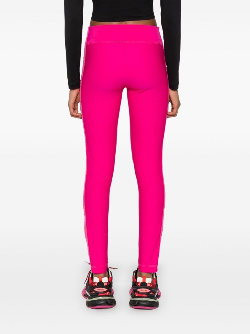 Versace Jeans Couture Logo-trim Leggings In Pink