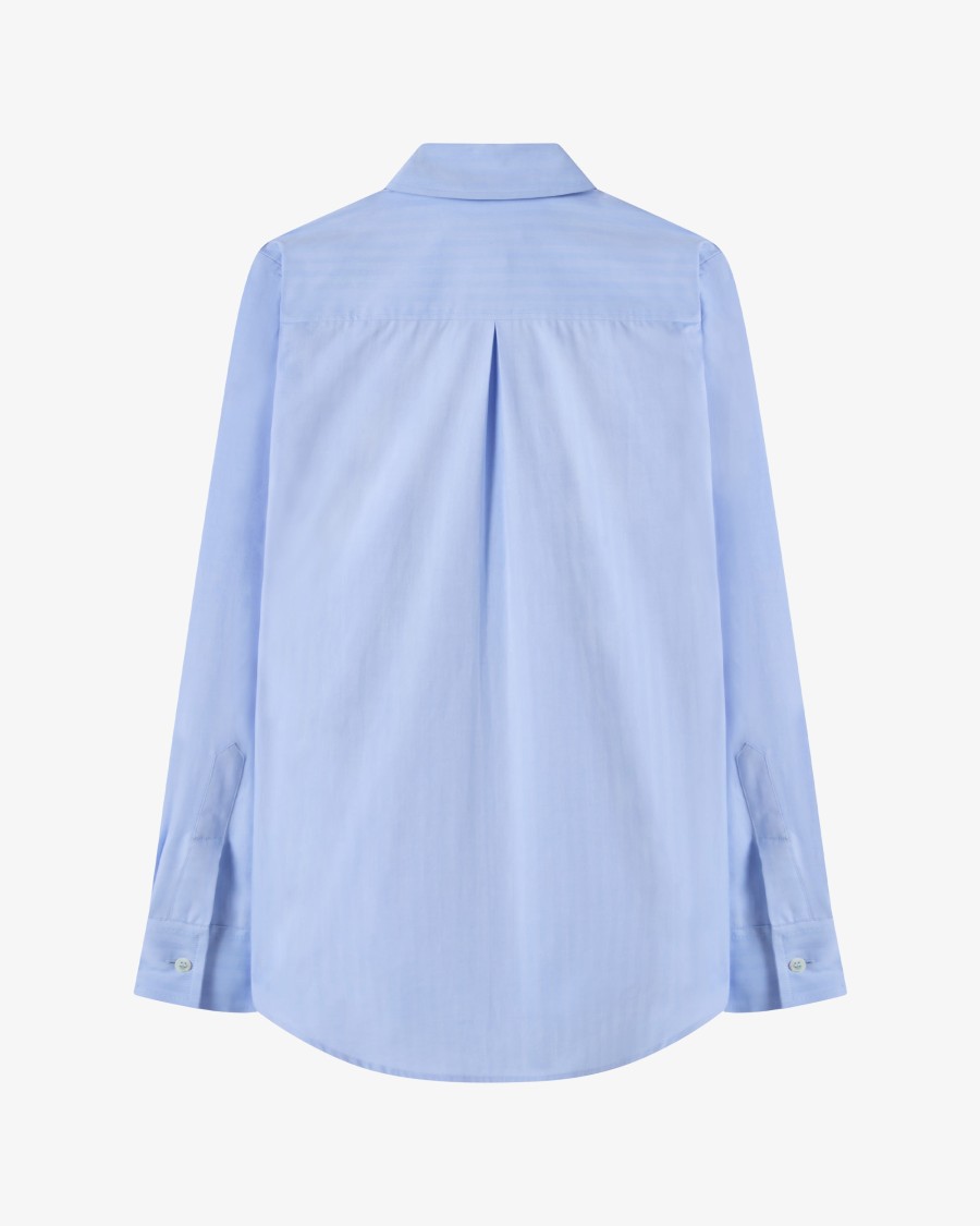 Shop Serena Bute Cotton Classic Shirt - Blue Herringbone