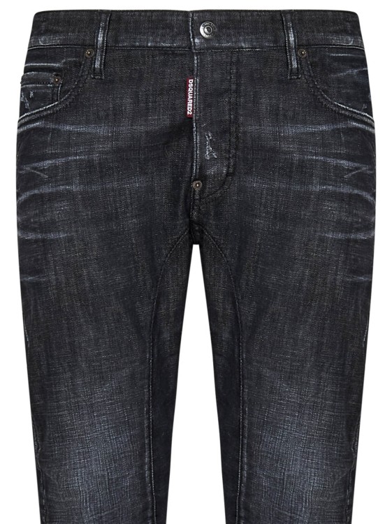 Shop Dsquared2 Easy Black Wash Tidy Biker Black Stretch Cotton Denim Jeans