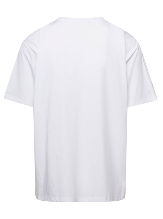 Shop Balmain White Crewneck T-shirt With Contrasting Logo Lettering Print In Cotton