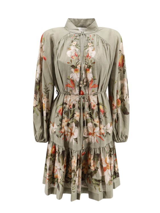 Shop Zimmermann Ramie Dress With Floral Print In Multicolor