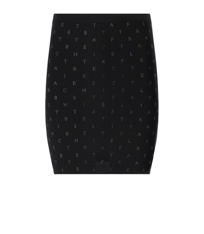 Elisabetta Franchi Crystal-lettering Ribbed Mini Skirt In Black