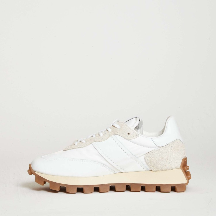 Shop Tod's Leather And White Fabric Running