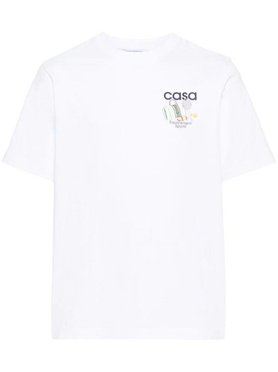 Shop Casablanca White Sports Equipment T-shirt