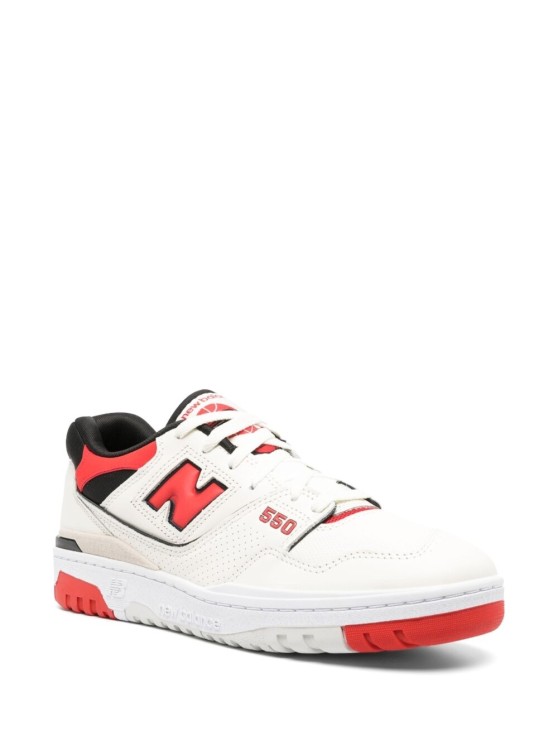 Shop New Balance '550' White And Red Low Top Sneakers