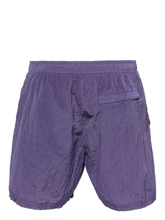 Shop Stone Island Compass-appliqué Swim Shorts In Purple
