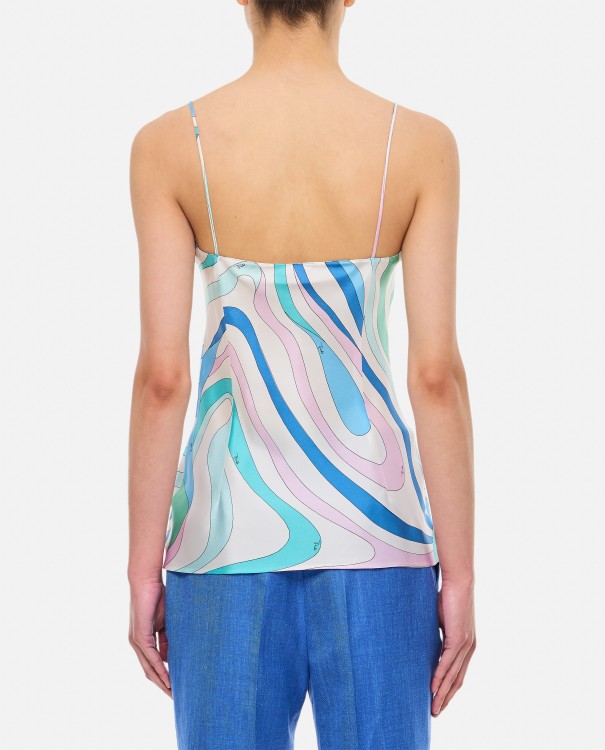 Shop Pucci Sleeveless Silk Twill Top In Multicolor
