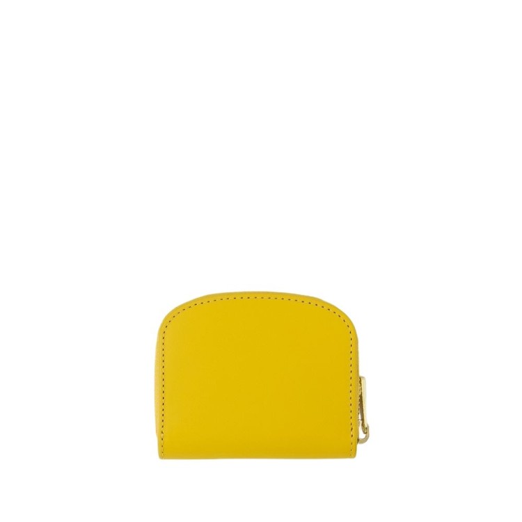 Shop Apc Demi Lune Mini Compact Change Purse - Leather - Yellow In Gold