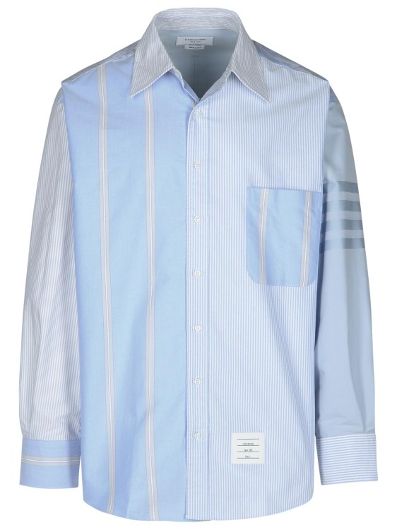 Thom Browne 4 Bar Light Blue Cotton Shirt In Blue