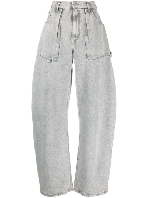 Shop Attico Effie High-waist Wide-leg Denim Jeans In Grey