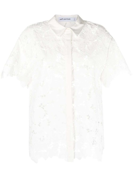 Shop Self-portrait Short-sleeve Lace Top In White