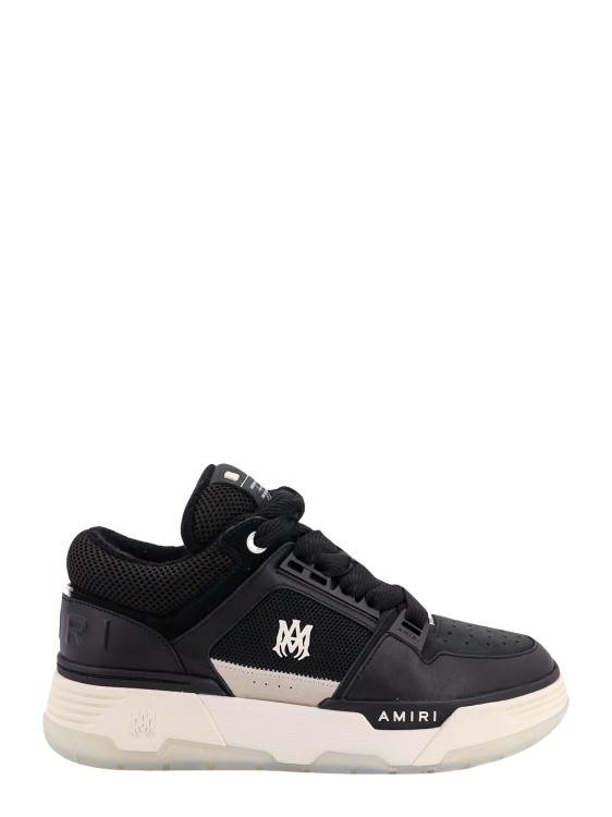 AMIRI BLACK LEATHER MESH LACE-UP SNEAKERS