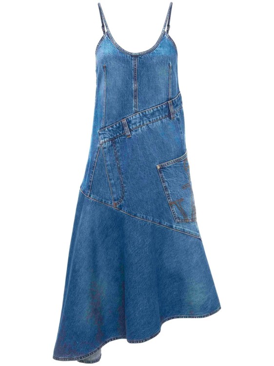 Shop Jw Anderson Asymmetric Blue Denim Midi Dress