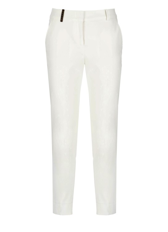 Shop Peserico White Cotton Trousers
