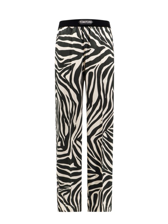 Shop Tom Ford Stretch Silk Trouser With Animalier Print In Grey