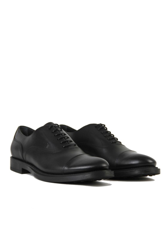 Shop Tod's Black Leather Oxford Shoes In Neutrals