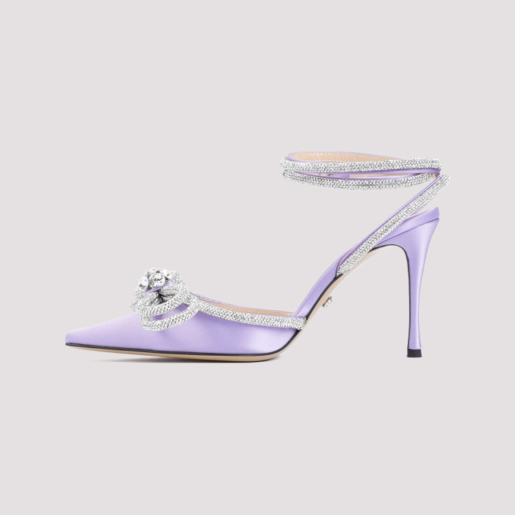 Shop Mach & Mach Lavender Satin Double Bow High Heels Pumps In Purple