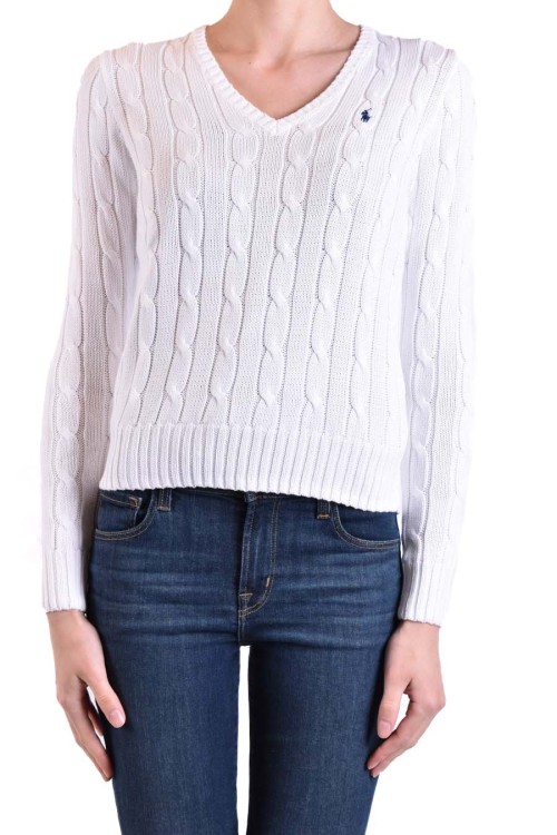 Shop Polo Ralph Lauren White Cotton Sweater