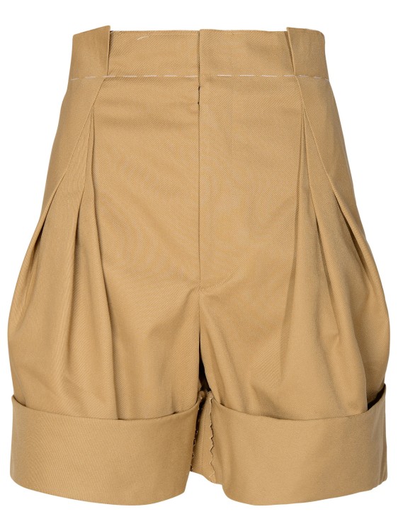 Shop Maison Margiela Beige Cotton Blend Bermuda Shorts In Brown
