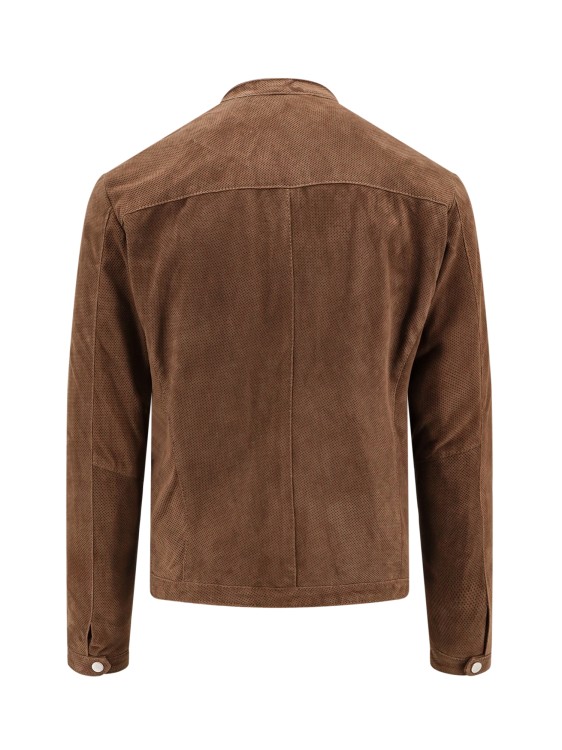 Shop Dfour Perforated Suede Jacket In Brown