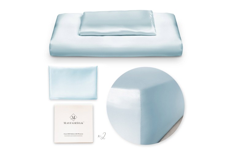 Mayfairsilk Pastel Blue Silk Duvet Set