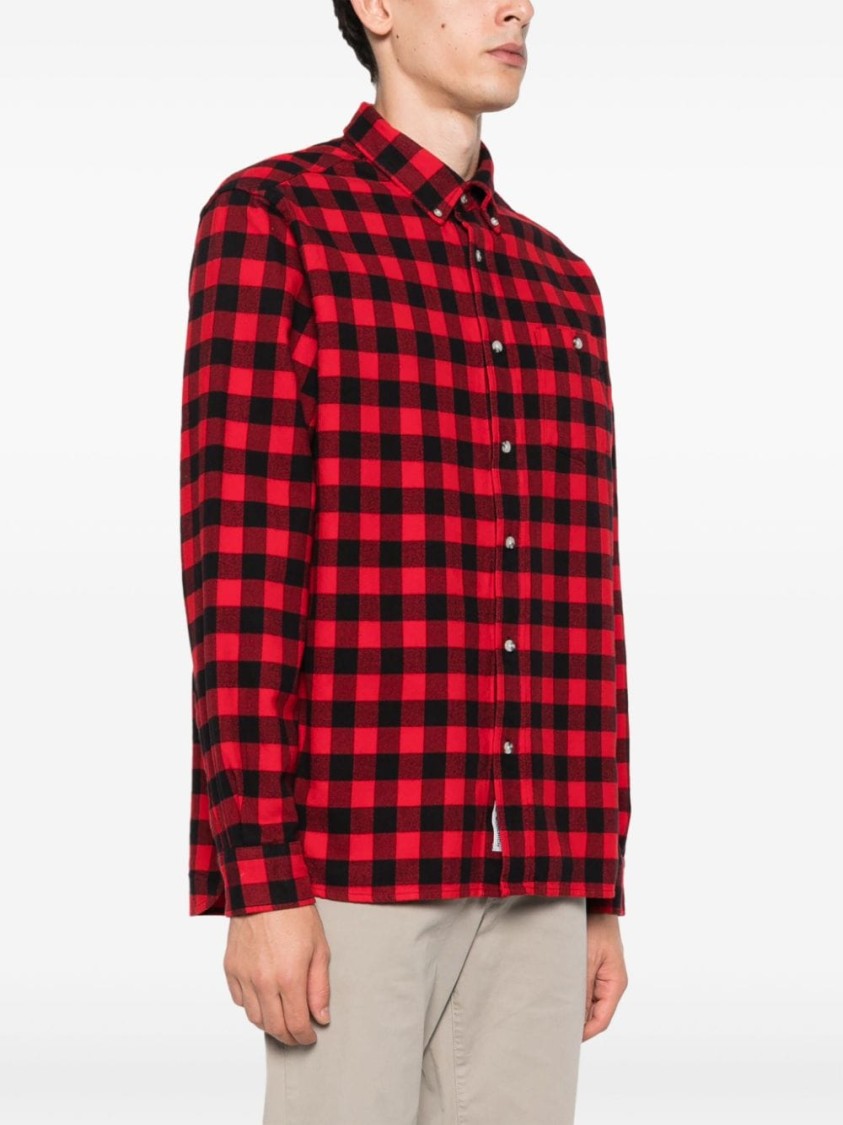 Woolrich Classic Checkered Cotton Shirt With Button-down Collar And Chest Pocket In Red