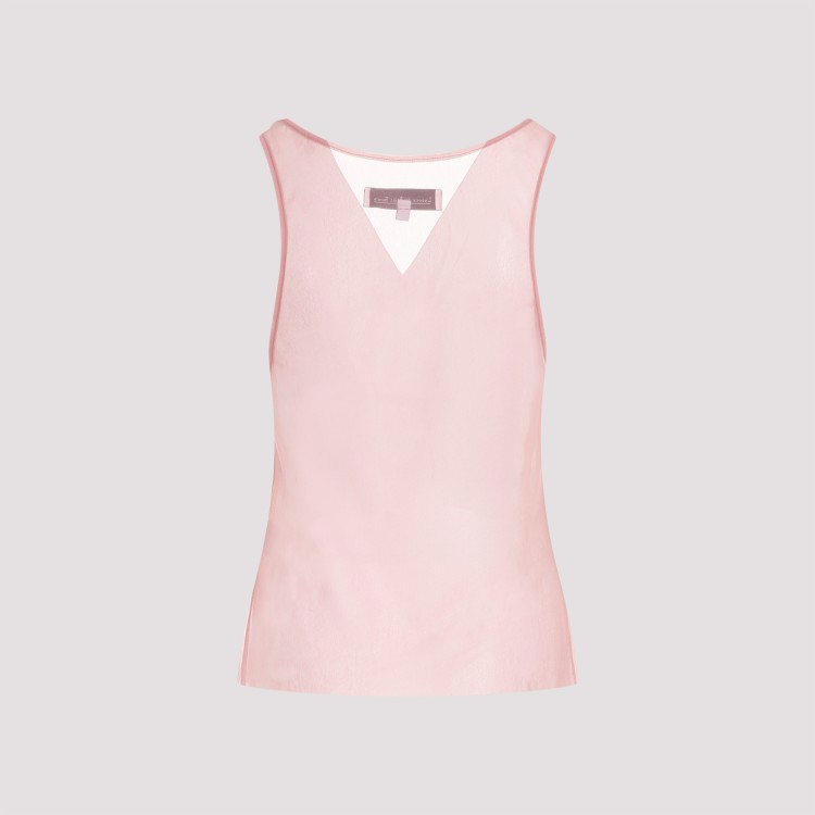 Shop Ludovic De Saint Sernin Mesh Logo Sheer Rose Polyester Tank Top In Neutrals