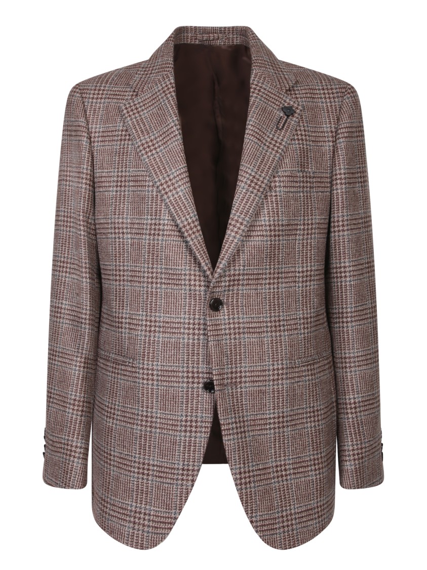 Lardini Sophisticated Blazer With Check Pattern And Tailored Fit In Multi