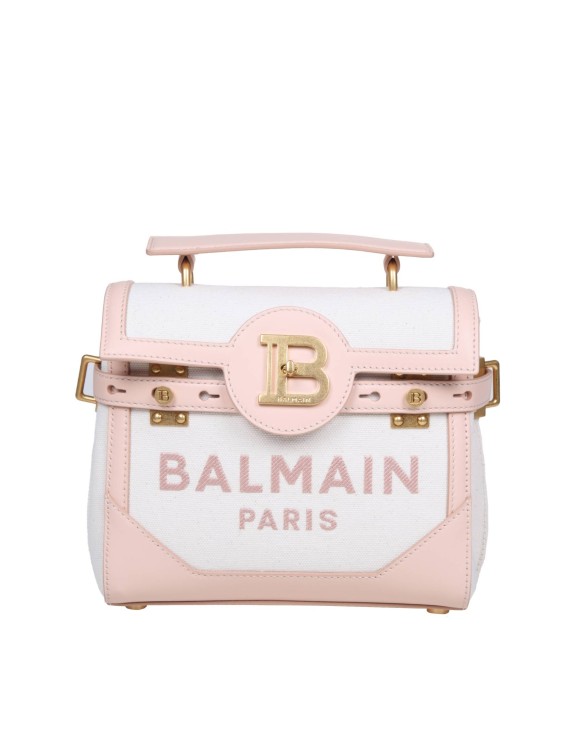 Shop Balmain B-buzz 23 Bag In Canvas And Leather In Pink