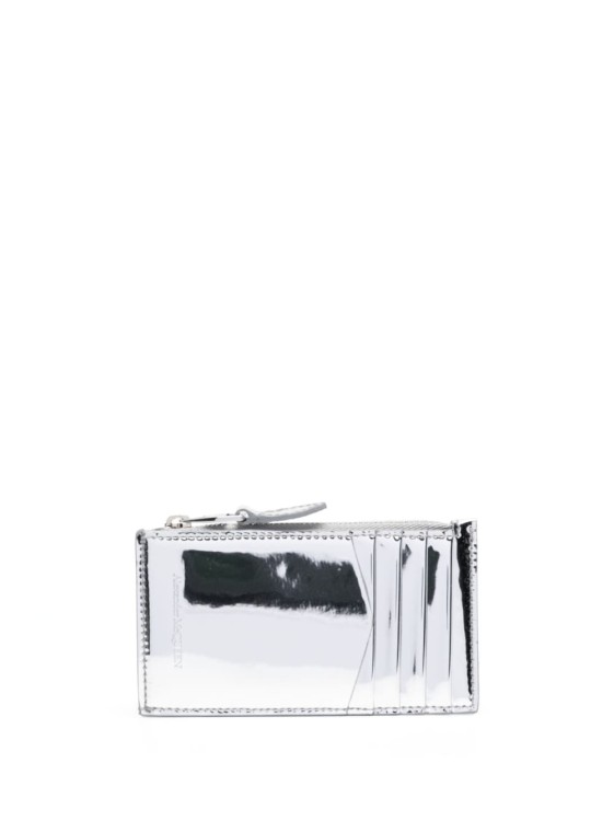 Shop Alexander Mcqueen Skull-embellished Metallic-effect Wallet In White