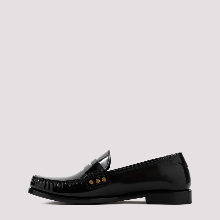 Shop Saint Laurent Black Brushed Leather Loafer