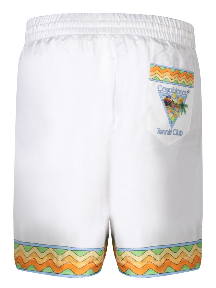 Casablanca Drawstring Silk Shorts In White