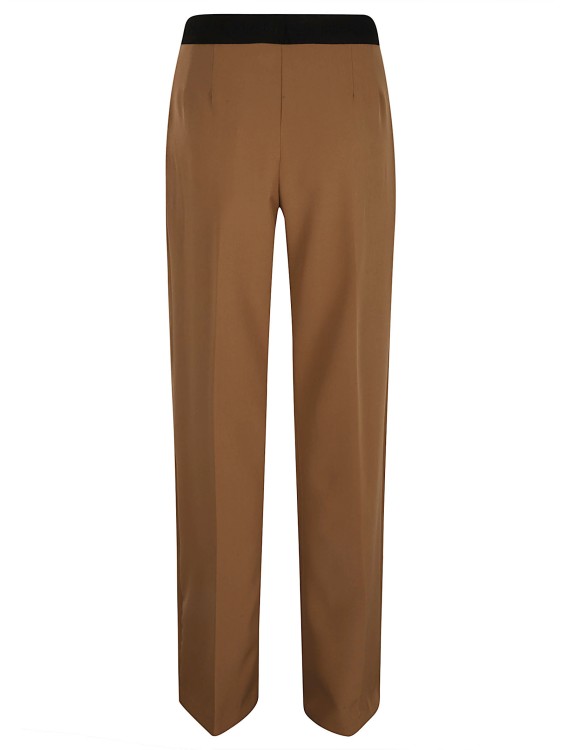 Shop Ermanno Firenze Logo-waistband Pleated Trousers In Brown
