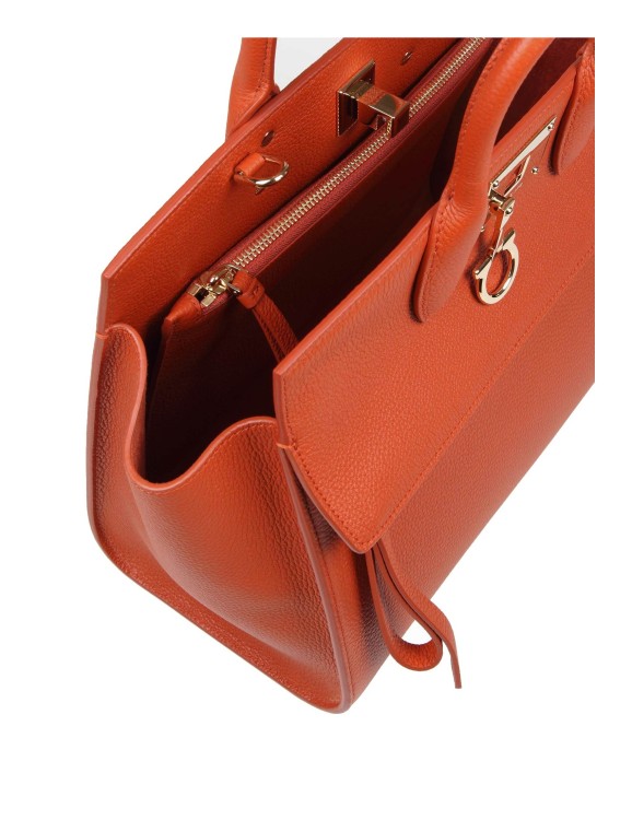 Shop Ferragamo Studio Sof Handbag In Terracotta Color Leather In Orange