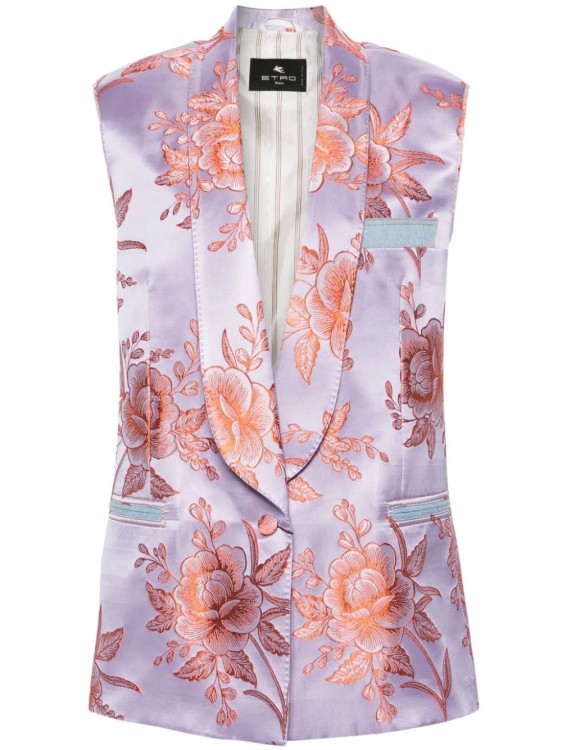 Shop Etro Multicolored Floral Jacquard Vest