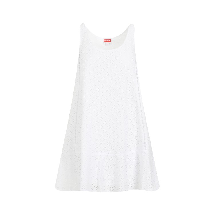 Kenzo Broderie Anglaise White Cotton Mini Dress