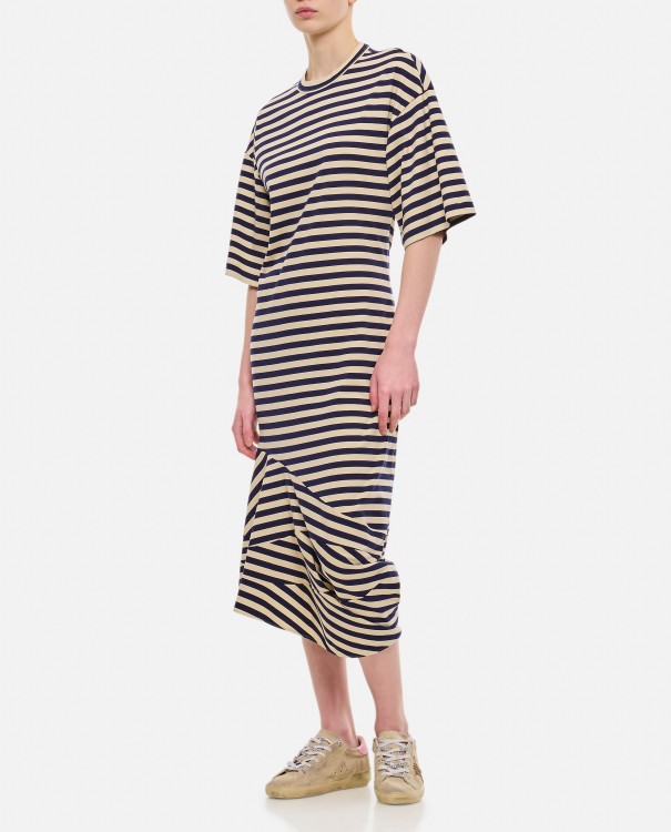 Shop Plan C Striped Midi Dress In Neutrals