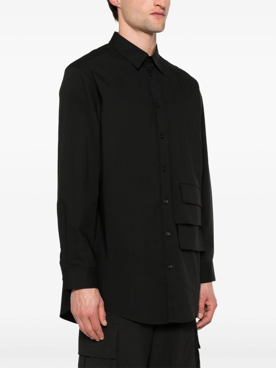 Shop Y-3 Logo-rubberised Cotton Shirt In Black