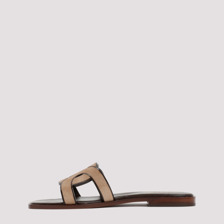 Shop Tod's Tobacco Suede And Leather Sandal In Red