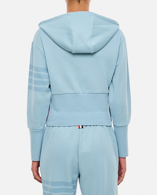 Shop Thom Browne Blouson Zip Up Hoodie In Double Face Knit In Blue