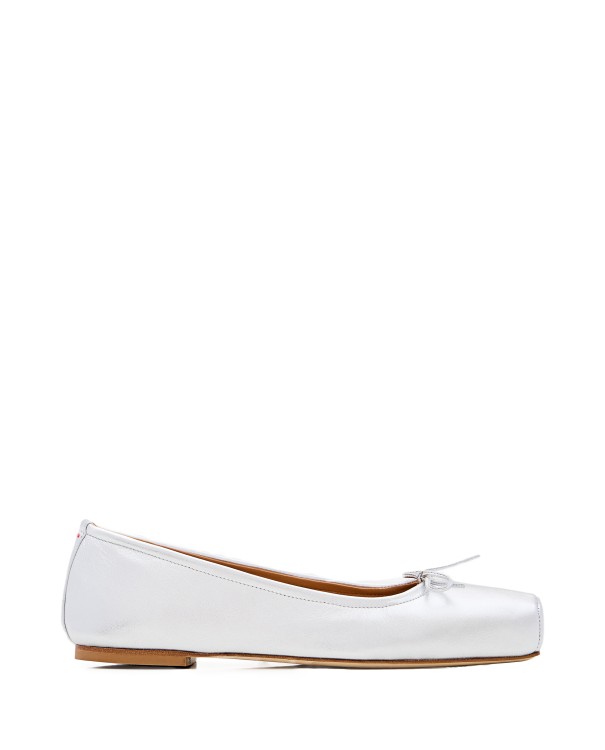 Aeyde Gabriella Laminated Nappa Leather Ballet Flat In Silver