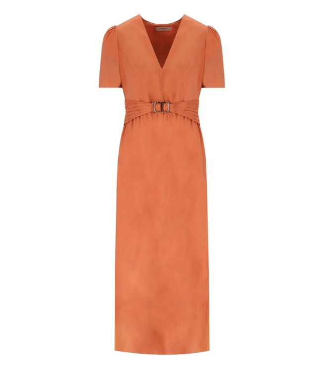 Shop Twinset Orange Midi Dress