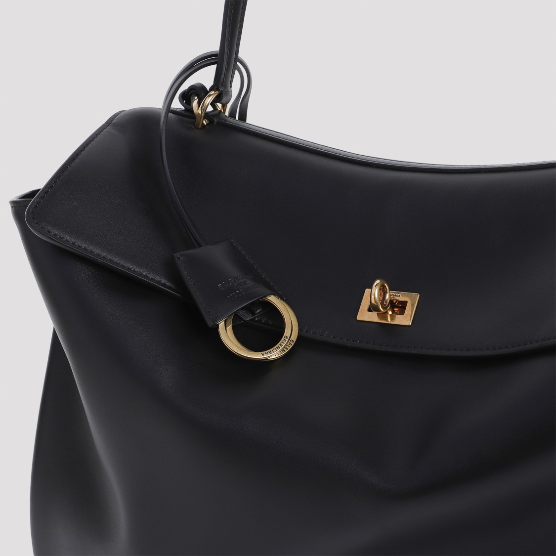 Balenciaga Large Rodeo Leather Top Handle Bag In Black