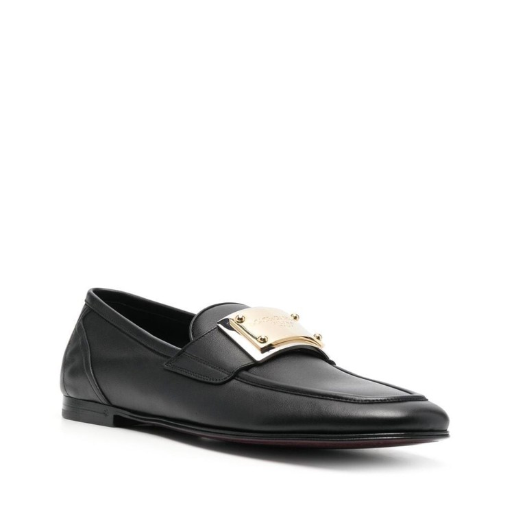 Shop Dolce & Gabbana Leather Logo Loafers In Black